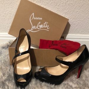 RARE Louboutin Zeppa Patent Peep-Toe Mary Jane